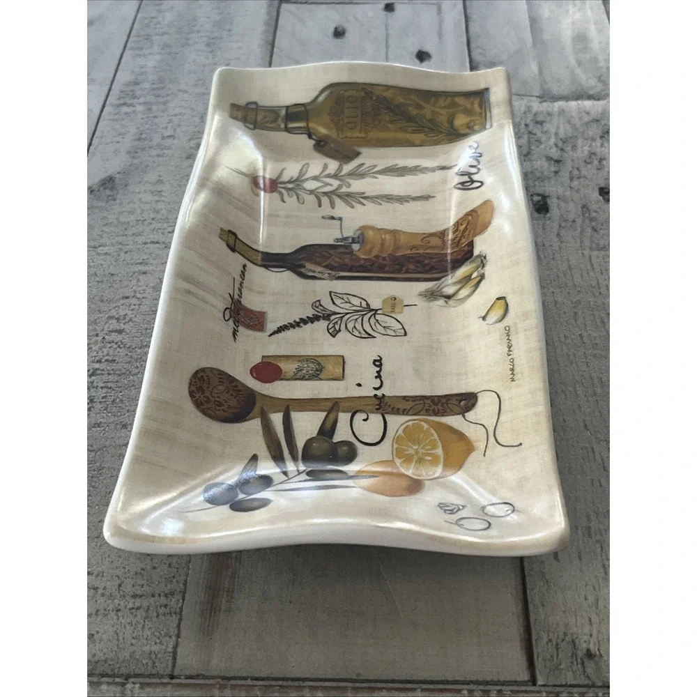 Cypress Home Mediterranean,‎ Olive, Cucina Ceramic Serving/Olive Oil Plate